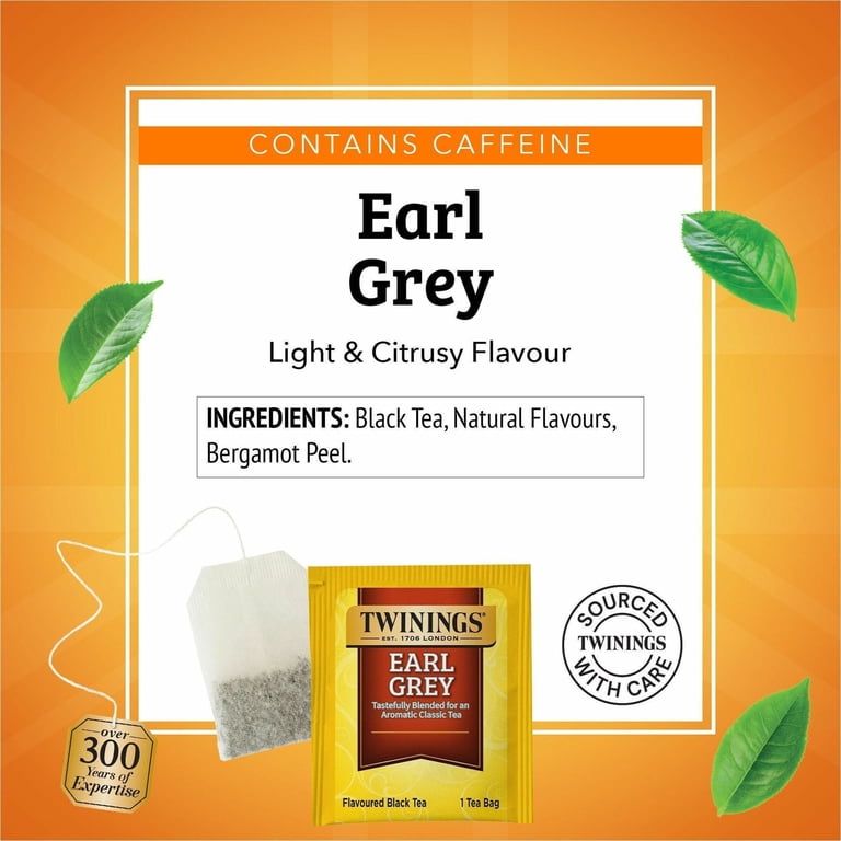 Twinings, Flavored Black Tea, Earl Grey, 25 Tea Bags, 1.76 oz