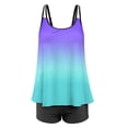 thumbnail image 2 of KaLI_store Plus Size Swimsuit for Women Women Tankini Set Solid Color Triangle Two Piece Swimsuit Sky Blue,XL, 2 of 4