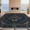thumbnail image 2 of Design&I 8'x10' Washable Area Rug Snag-Free Gothic Wildlife Motif Scroll Border Botanical Frame Vintage Moth Refined for Dining Room, Large Office, Lounge, 2 of 7