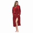 thumbnail image 4 of Womens Robes Plush Fleece Hooded Bathrobe Thick Nightgown with Pockets Sleepwear Robe Red S, 4 of 8