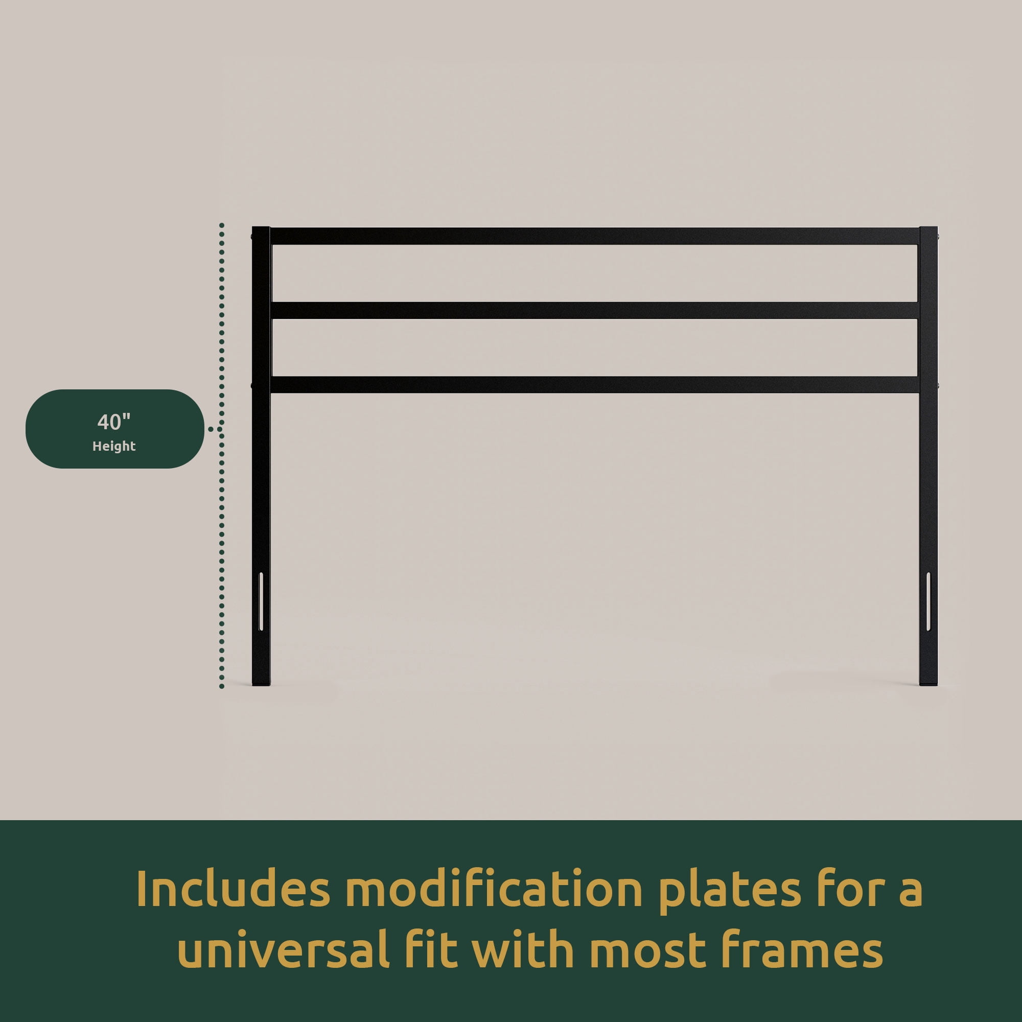 Rest Haven Boston Double Panel Metal Headboard, Twin