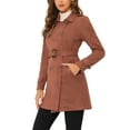 thumbnail image 5 of Allegra K Women's Notched Lapel Double Breasted Faux Suede Trenchcoat, 5 of 7