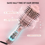 NEXPURE Blow Dryer Brush, 4-in-1 Ionic Hair Dryer Brush Volumizer, Ceramic Titanium Anti-Frizz Hot Air Brush for Medium to Long Hair Styling, Pink