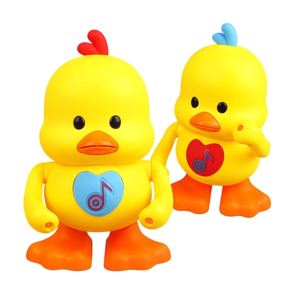 YIFAEUX Electric Dancing Duck Toy with LED Light Music Toddlers Yellow Duck Walking Toy Boys Girls Tummy Time Interactive Crawling Animal Toy
