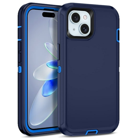 I-HONVA Compatible with iPhone 15 Case,3-Layer Military Grade Drop Protection Anti-Slip Bumper Rugged Shockproof Dustproof Protection 6.1 inch Phone Case,Navy Blue