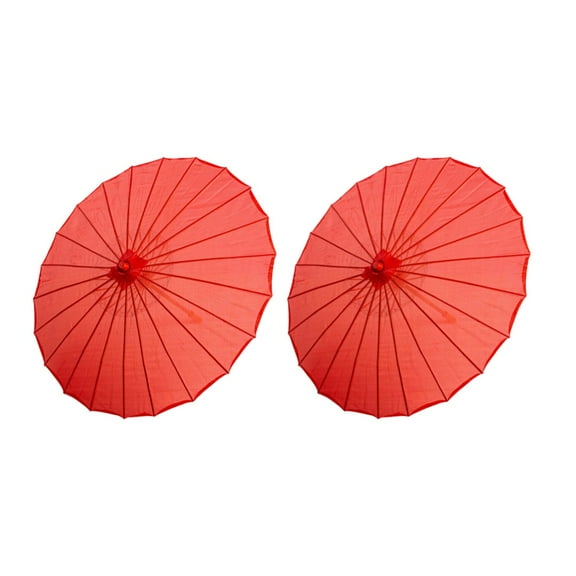 THY COLLECTIBLES Set of Two (2) 33"Japanese Chinese Umbrella Parasols for Wedding Parties, Photography, Costumes, Cosplay, Decoration and Other Events (Red)