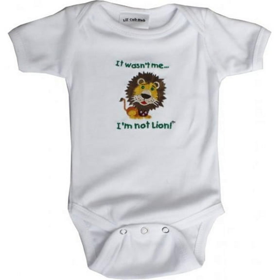 1WSSOL-36 White Short Sleeve One Piece - Lion- 3-6 months