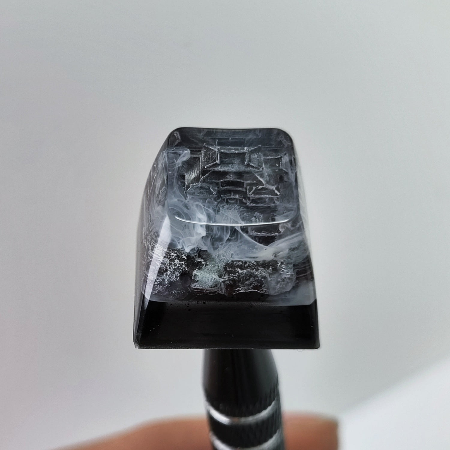 Artisan Resin Keycaps for Mechanical Keyboard,Ink Painting Style with Great Wall & Pavilion Design, Translucent Glow Keycaps