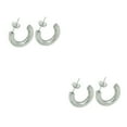 thumbnail image 3 of Transemion Women Earrings Exquisite Jewelry Adornment Rounded Ladies Piercing Ear Hoops Ears Studs Fashion Decor Accessory Silver 2Set, 3 of 6