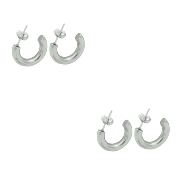 Minnieouse Pendientes de mujer, adornos de joyería, estilo Simple, de acero inoxidable, aros para las orejas, accesorio de decoración de moda Plata 2Conjunto