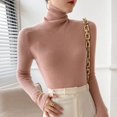 thumbnail image 5 of Suéter de mujer de invierno de cachemira con cuello alto, tejido de punto cálido, camisa lisa informal coreana, suéter de punto de moda, suéter marrón, 5 of 5