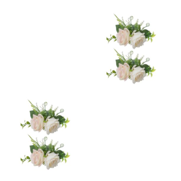 Inteprter 2 uds decoración de pastel de bodas rosa verde hojas planta fiesta doble flores dobles 2Conjunto