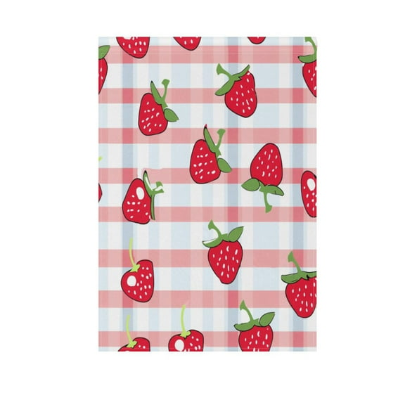 Strawberry on Checkered Garden Flag House Banner 12" x 18" Double Sided Outdoor Yard Decoration