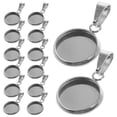 thumbnail image 4 of Kit de 20 piezas de accesorios para colgantes de joyería DIY, bandejas redondas de acero inoxidable para collares y cadenas (plateado, 10 mm), 4 of 7