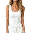 thumbnail image 2 of IUYRTFE Women Round Neck Sleeveless Stretch Tank Top Solid Color Basic Summer Cami, 2 of 6
