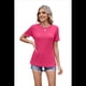 thumbnail image 3 of Blusa Plisada de Cuello Redondo para Mujer, Informal, Holgada, de Corta, Color Rosa Rojo, Talla L, 3 of 6