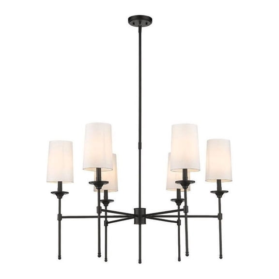 3033-6MB-Z-Lite-Emily - 6 Light Chandelier In Transitional Style-25.5 Inches Tall and 38 Inches Wide-Matte Black Finish