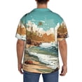 thumbnail image 3 of Rateoe Coastal Palm Beach Pattern Men's Short Sleeve Classic Shirt, Casual Short-Sleeved Shirt, Lightweight Summer Shirt, Cuban Collar Shirt,Button-Front Shirt-4X-Large, 3 of 5