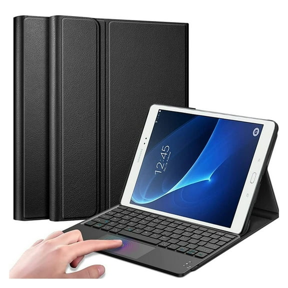 XZAMB TouchPad Keyboard Case Compatible with Galaxy Tab A 10.1 2016 (SM-T580 / T585), PU Leather Stand Cover with Magnetically Detachable Wireless Bluetooth Keyboard for for Galaxy Tab A 10.1", Black