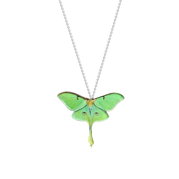 Collier Papillon Papillon Vert - Pendentif Insecte Acrylique pour Femmes, Hommes et Filles - Drôle Cadeau de Bijoux Animaux pour Fête d'Anniversaire