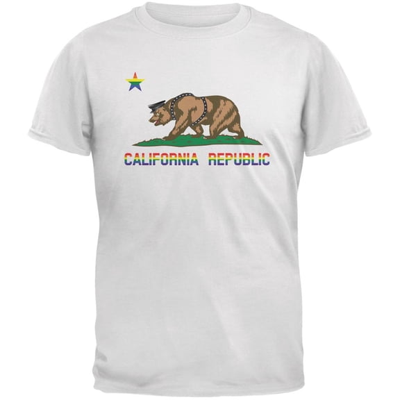 LGBT California Republic Gay Bear White Adult T-Shirt - X-Large