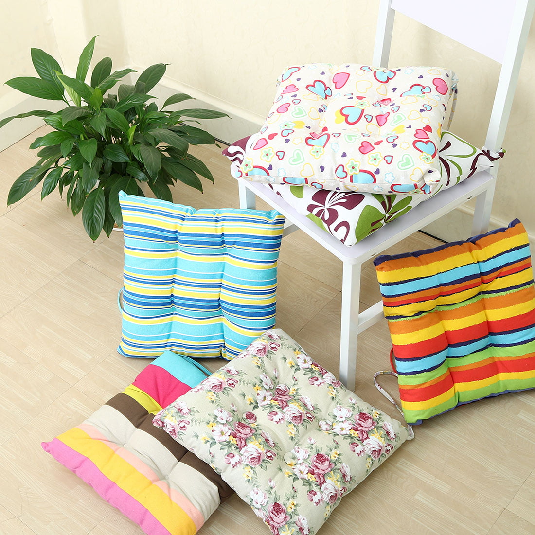 Indoor Chair Cushions With Ties - Indoor Outdoor Dining Garden Patio