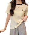 thumbnail image 1 of Camiseta de cuello redondo camiseta informal de manga corta para mujer de tejido de poliéster para interiores y exteriores ANGGREK  Otros, 1 of 8