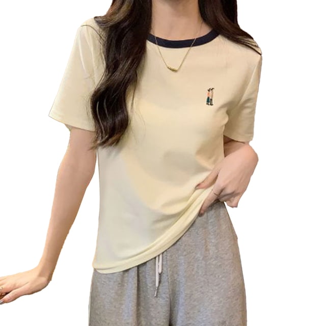 Camiseta de cuello redondo camiseta informal de manga corta para mujer de tejido de poliéster para interiores y exteriores ANGGREK Otros