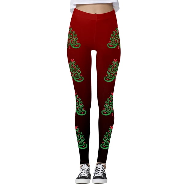 WILLBEST Leggings con Estampado de Árbol de Navidad para Mujer, Pantalones de Yoga Festivos, Ajustados, Ropa Deportiva, Mallas Cómodas para Entrenar Extra Grande