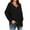 Black, variant on Open Front Button Cardigan for Women V-Neck Button-up Shirts Winter Warm Long Sleeve Drop Shoulder Tops