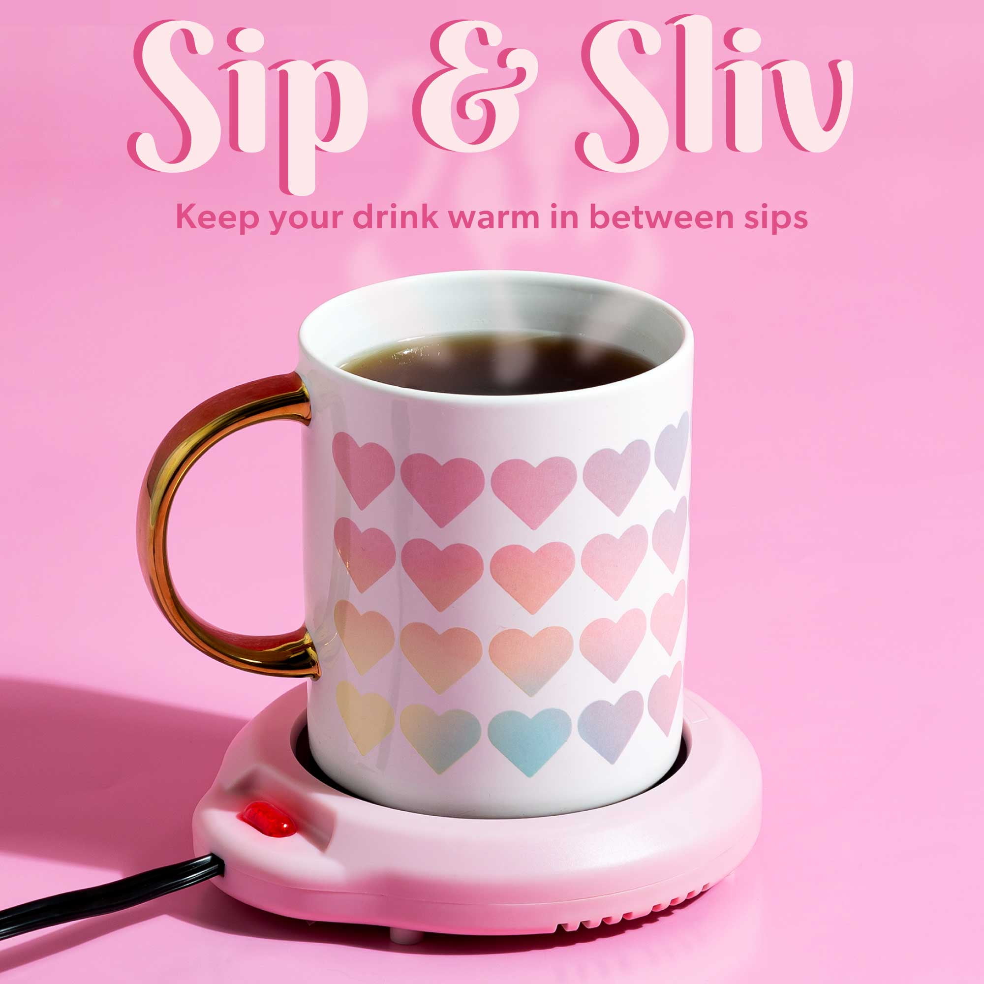 Paris Hilton Electric Mug Warmer, Portable Beverage Warmer, Pink