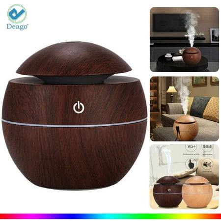 Deago Essential Oil Diffuser Aromatherapy Cool Mist Humidifier Wood Grain Colorful Changing Auto Shut-off For Bedroom Home Office