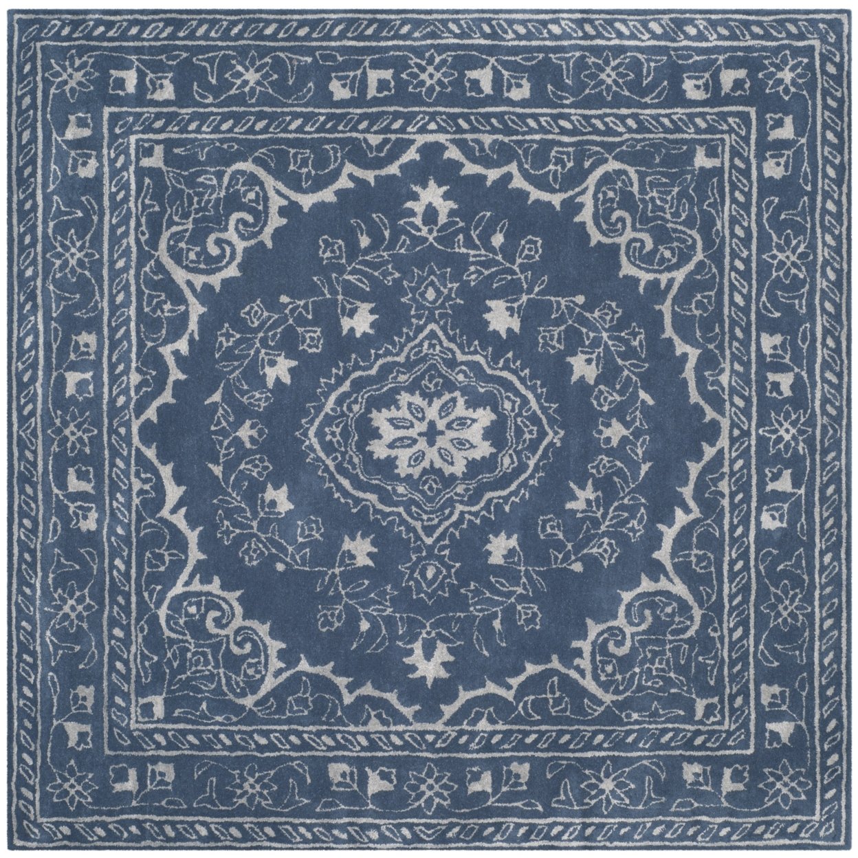 SAFAVIEH Glamour Gaia Floral Bordered Wool Area Rug, Blue, 5' x 8'