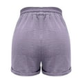 thumbnail image 3 of Purple Shorts for Women's Fashion Casual High-Waist Pants Straight-leg Sports Casual Loose Shorts, 3 of 6
