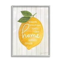 Stupell Troubles Melt Like Lemon Drops Sign Food & Beverage Painting Gray Framed Art Print Wall Art