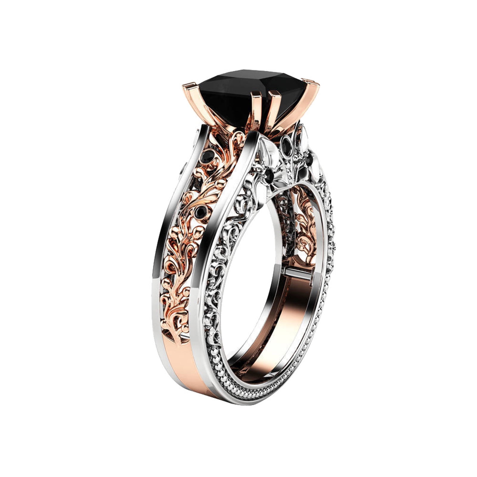 Brilliant-store fashion rings Simple Cross Twist Cubic Zirconia Lovers Rose Gold Color Wedding Ring Jewelry Full Sizes,9,Silver