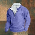 thumbnail image 2 of Dagegui Today Sales! Mens Quarter Zip Pullover Winter Stand Neck Long Sleeve Sweatshirts Big and Tall Thin Fleece Tops Casual Loose Fit Sweatshirt Purple,M, 2 of 3