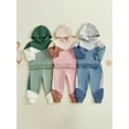 thumbnail image 3 of Loicainy Toddler Baby Fall Spring Hooded Outfit 6 12 18 24 Months 2T 3T 4T Casual Contrast Color Long Sleeve Hoodie and Pants 2 Pcs Clothes Set, 3 of 9