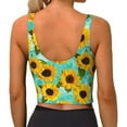 thumbnail image 4 of Goofa Sunflowers With Green Leaves Printed Sports Bras for Women, High Impact Running Bra Workout Crop Tank Tops Longline Sports Bra Push up-XX-Large, 4 of 9