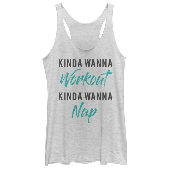Women's CHIN UP Workout or Nap  Racerback Tank Top White Heather X Large