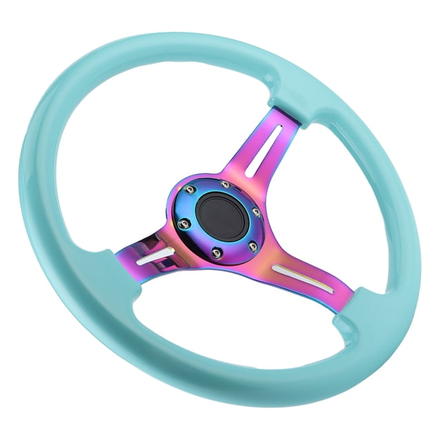 Racing Steering Wheel 6- Steering Wheel 6- Racing Steering Wheel Replacement 350mm Dia Universal Light Blue