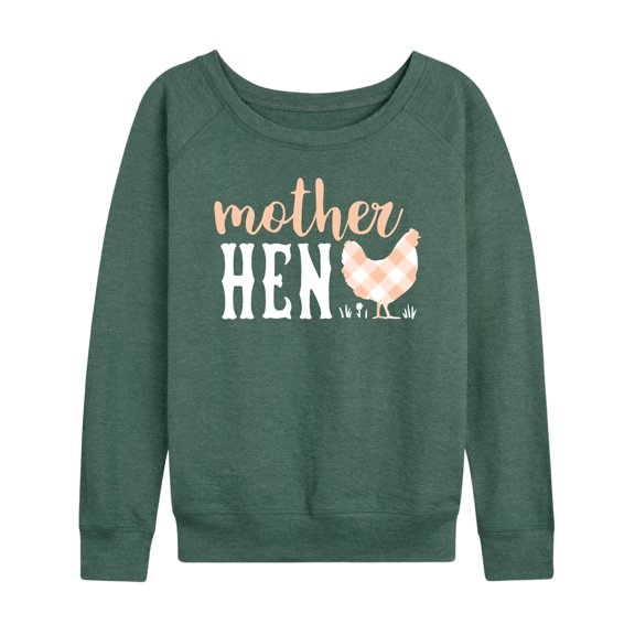 Instant Message - Plaid Mother Hen - Women's Lightweight French Terry Long Sleeve Shirt