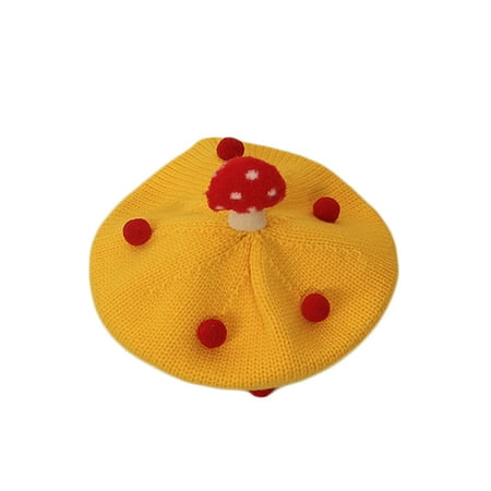 

Jkerther Toddler Baby Girl Mushroom Beret Hat Winter Warm Woolen Knitted Beanie Cap Photo Prop