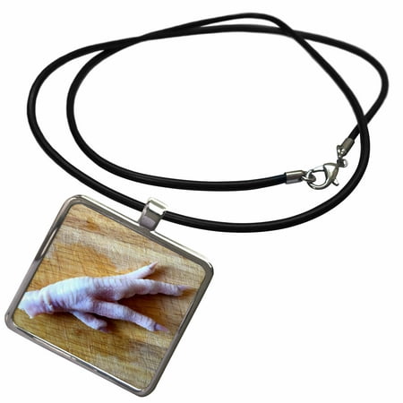 3dRose One raw chicken foot on a cutting board. - Necklace with Pendant
