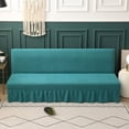 thumbnail image 1 of Jinsinto Housse de Futon Sans Accoudoirs avec Jupe, Housse Extensible à Volants pour Futon, Canapé-Lit, Lavable à la Machine, Résistante aux Taches, Sarcelle 70,5 Pouces-78,5 Pouces, 1 of 5
