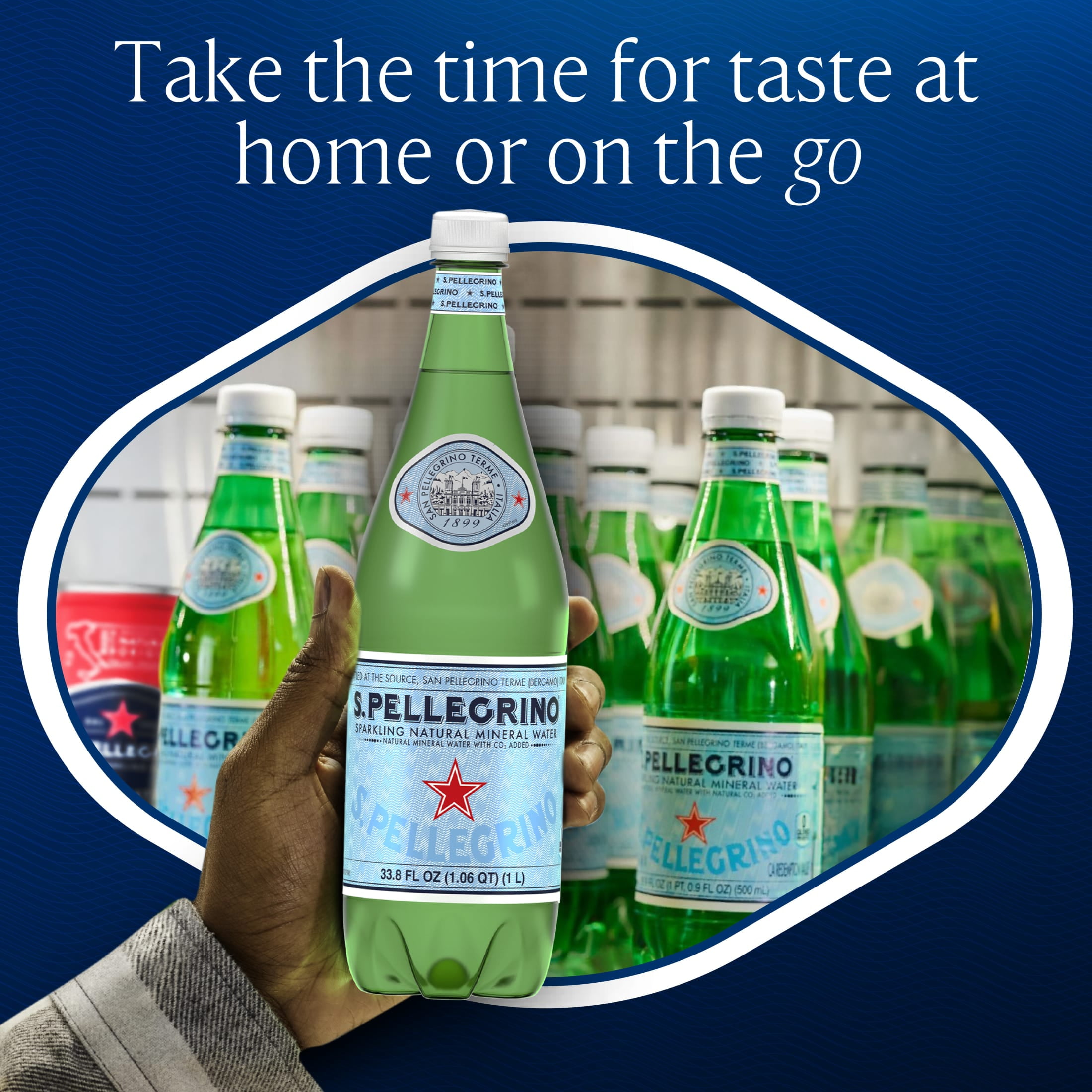 S.Pellegrino Sparkling Natural Mineral Water, 1L, 12 Pack Plastic Bottles