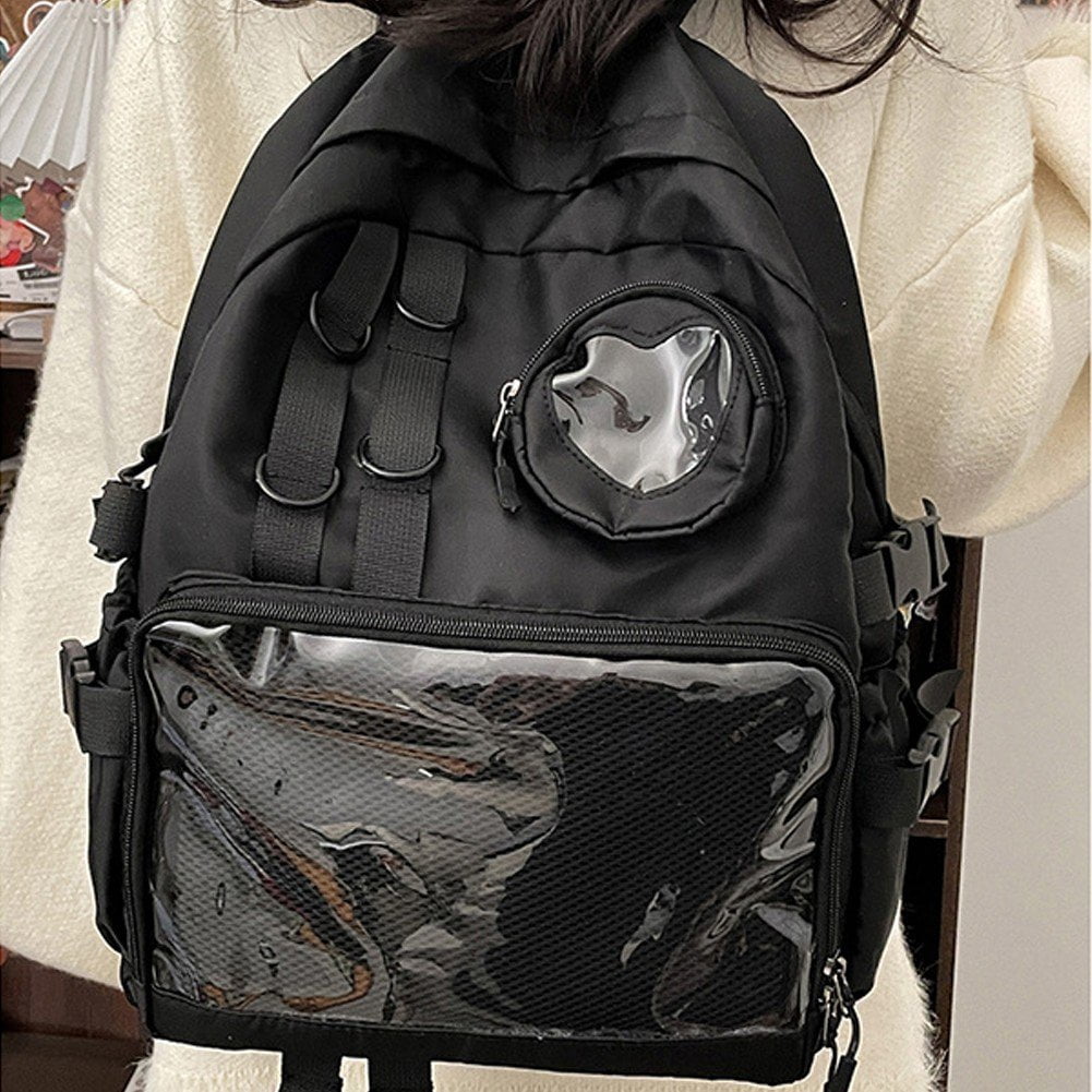 Hzzsbu Ita Backpack, Bag Transparent Backpack College Rucksack Casual Daypack Pin Display Itabag for Women