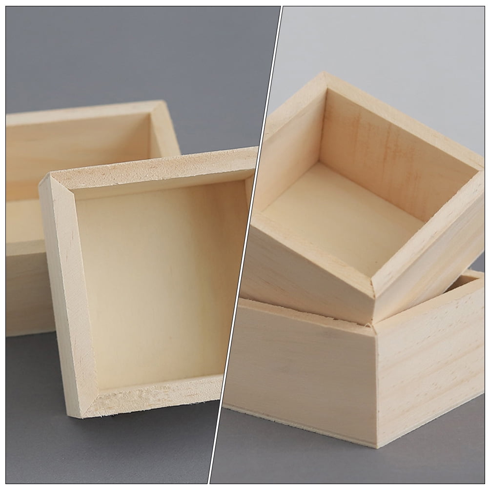 PAMINGONO 6pcs Rustic Crates for Decor Small Unfinished Boxes Natural Wood Craft Organizer Artists