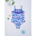 thumbnail image 3 of Sholeno Girls One Piece Swimsuit Hawaiian Ruffle Swimwear UPF 50+ Quick Dry Beach Bathing Suit Colorful Fish Scales 14, 3 of 7