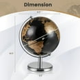 thumbnail image 3 of Gymax Globe Terrestre Rotatif Métallique Noir 8 Pouces Support en Métal Cadeau d'Enseignement Or, 3 of 6